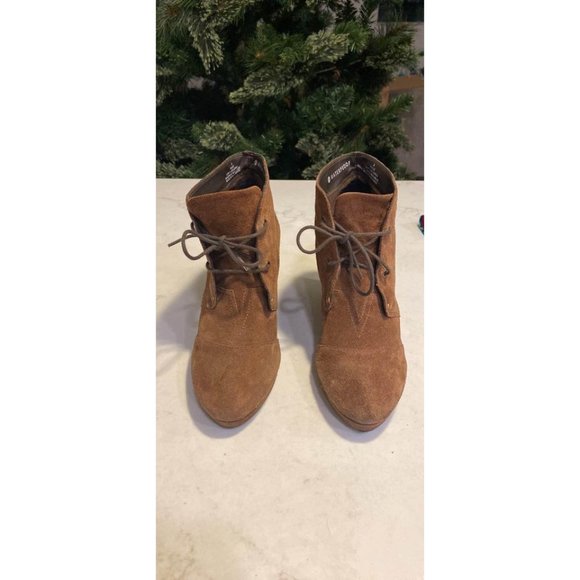 Blondo Paige Womens Size 8 Waterproof Booties Ankle Boots Lace Up Wedge Leather - Picture 1 of 6
